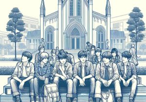 Jugendliche vor einer Kirche