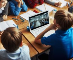 Bild mit KI erzeugt Schüler arbeiten am Laptop